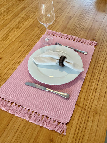 Jogo Americano Lurex Rosa 100% Algodão - Feito à Mão | Casa Naduni | Kit 6 peças