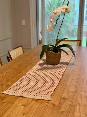 Caminho de Mesa Relíquia Terracota 100% Algodão - Feito à Mão | Casa Naduni | 0,33x1,50