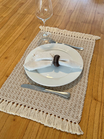 Jogo Americano Relíquia Capuccino 100% Algodão - Feito à Mão | Casa Naduni | Kit 6 peças