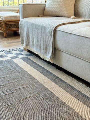 Tapete Dupla Face de Linha de Algodao Cinza 1,50x2,00